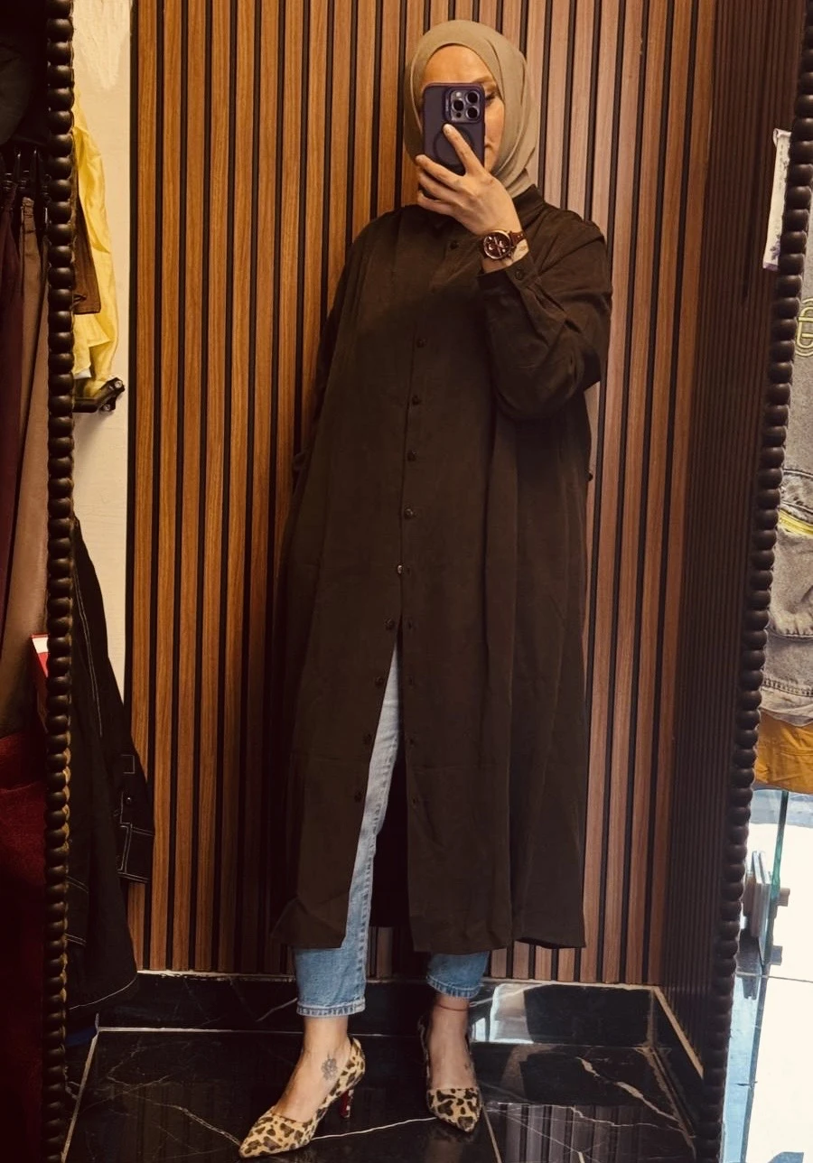 Omuzları Büzgülü Tunik Gömlek