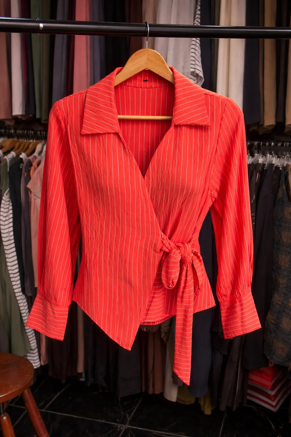 Çizgili Yandan Bağlamalı Gömlek