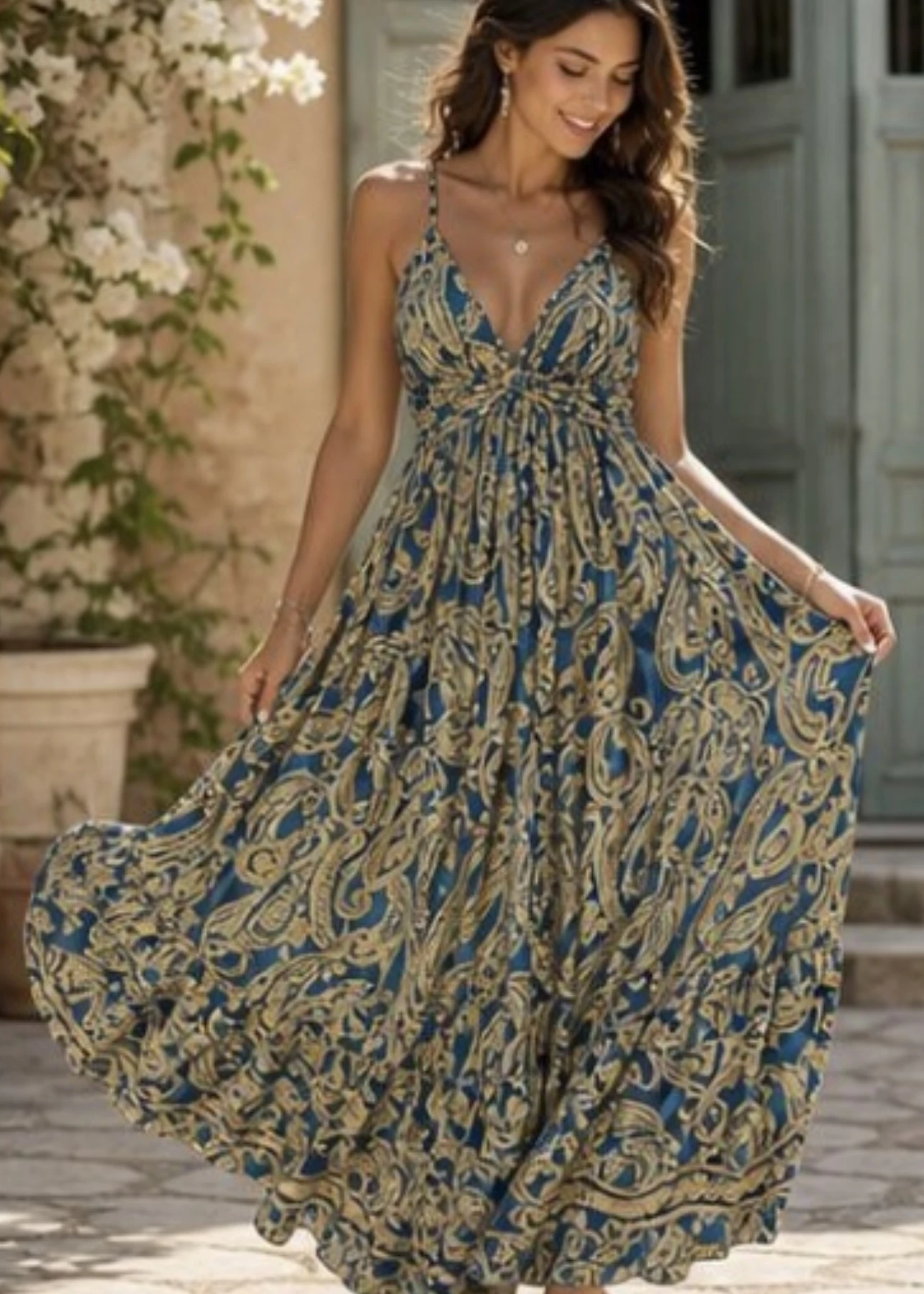 Ethnic Pattern Silk Dress
