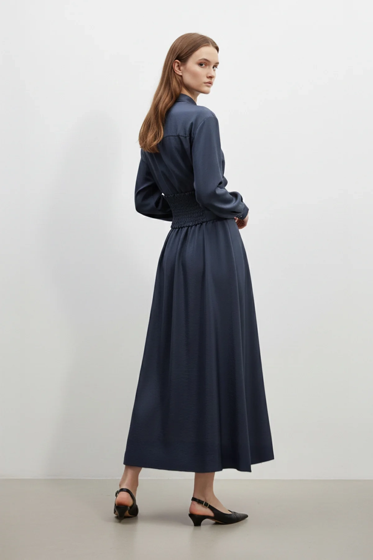 Saul Puane Gömlek Yaka Elbise - Resim 6