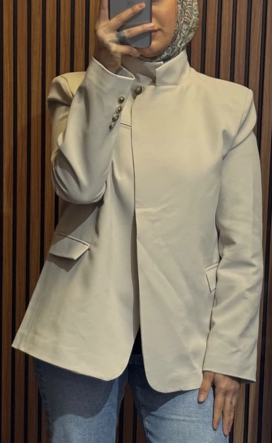 Tek Düğmeli Dik Yaka Ceket - Resim 4