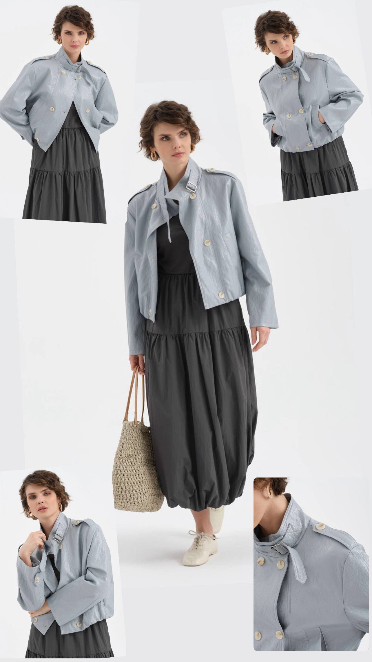 Dik Yaka Bomber Suni Deri Ceket