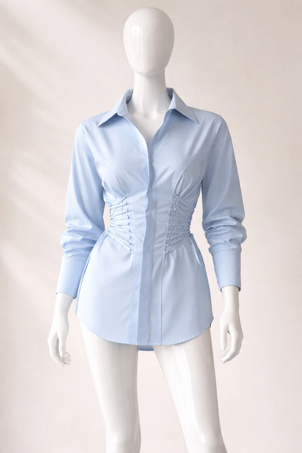 Yanları İp Bağlamalı Tasarım Gömlek - Resim 5