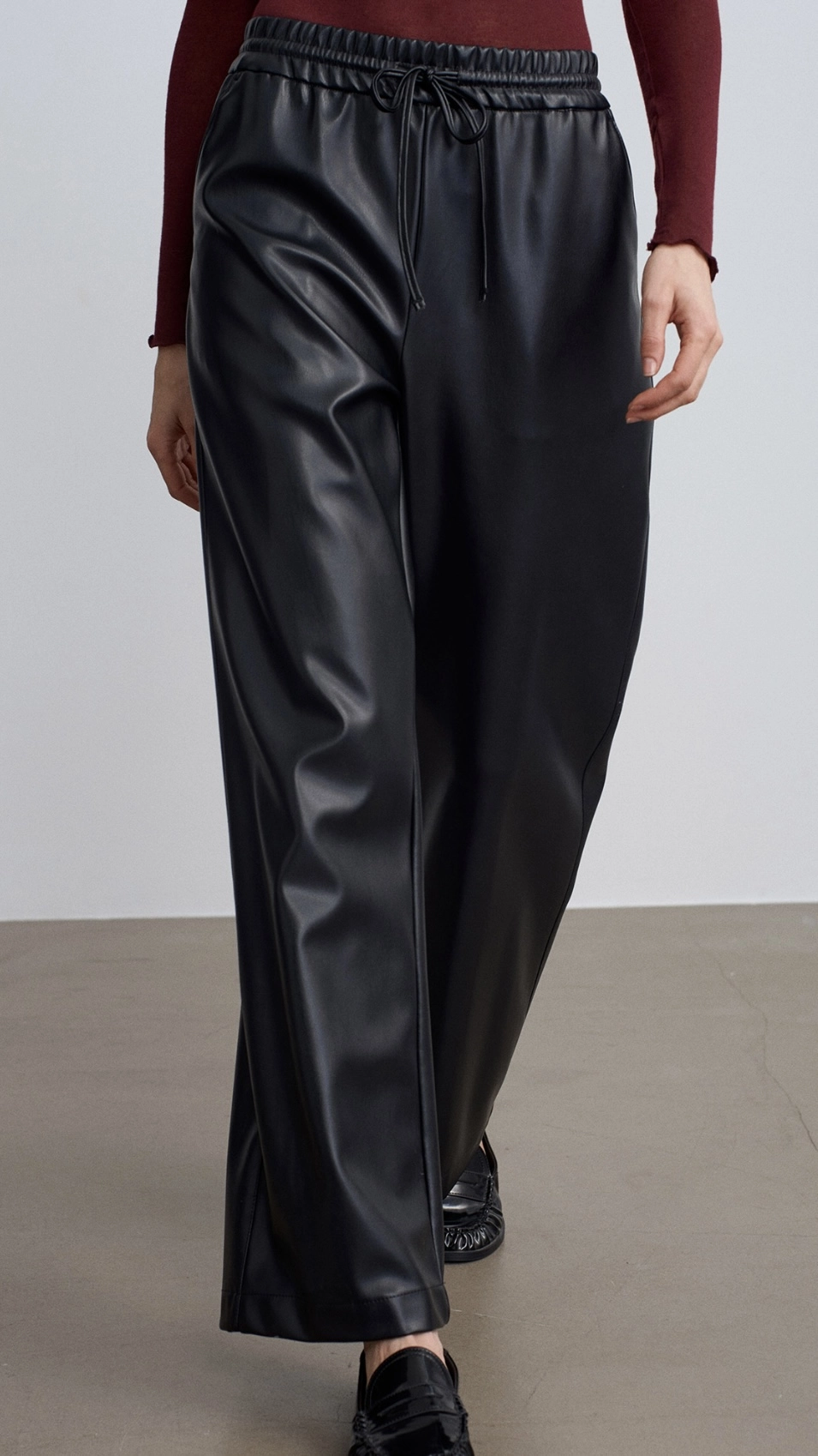 Beli Lastikli Suni Deri Pantolon