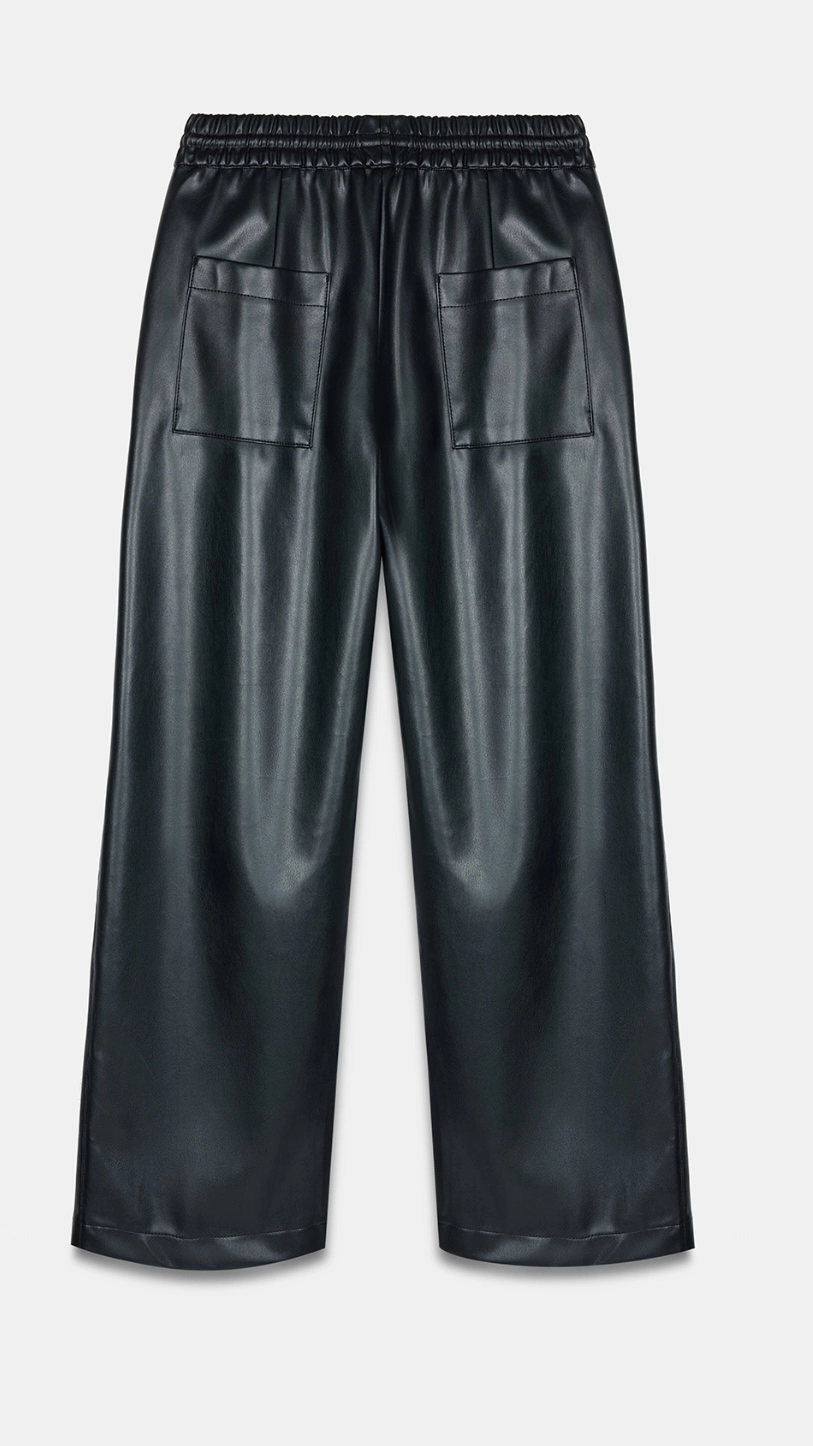 Beli Lastikli Suni Deri Pantolon - Resim 3