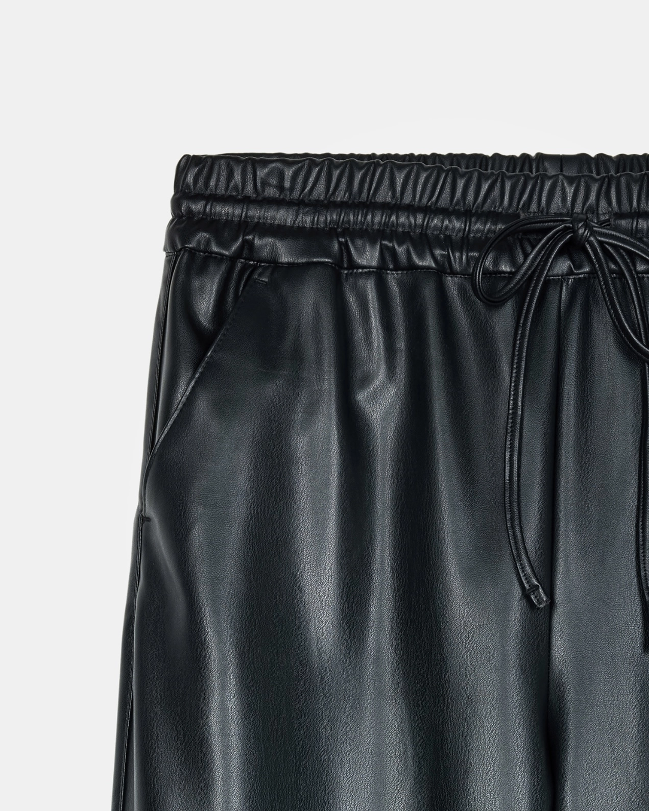 Beli Lastikli Suni Deri Pantolon - Resim 4