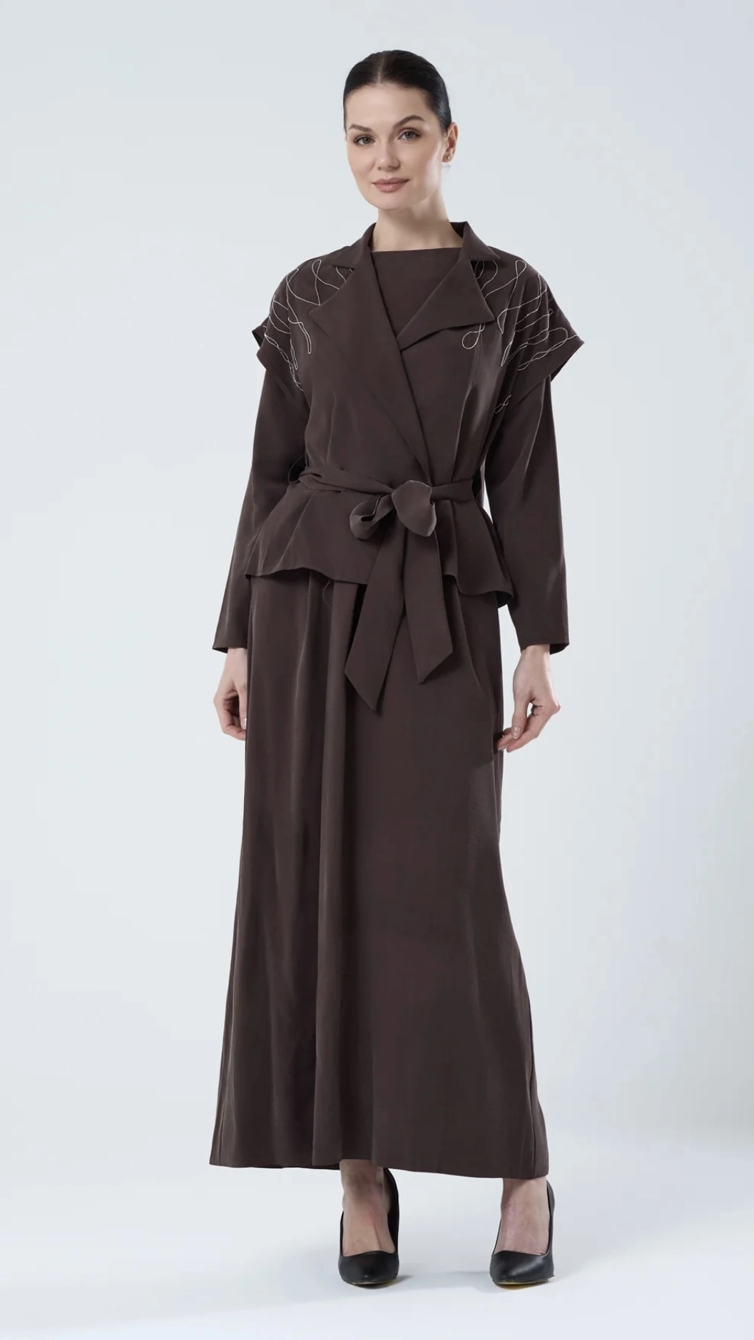 Jupe Omuzları İşlemeli Yelekli Elbise - Resim 7