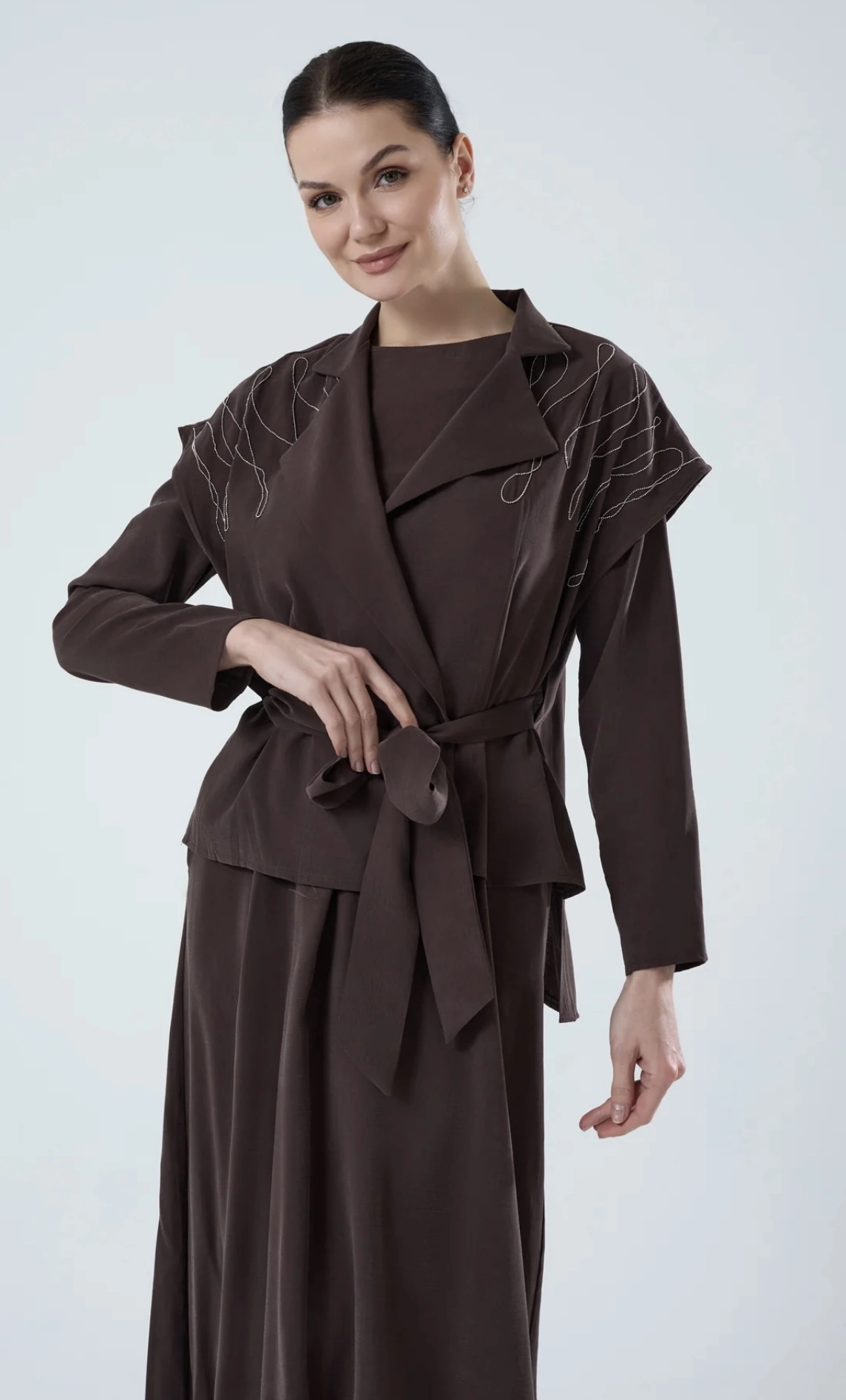 Jupe Omuzları İşlemeli Yelekli Elbise - Resim 8