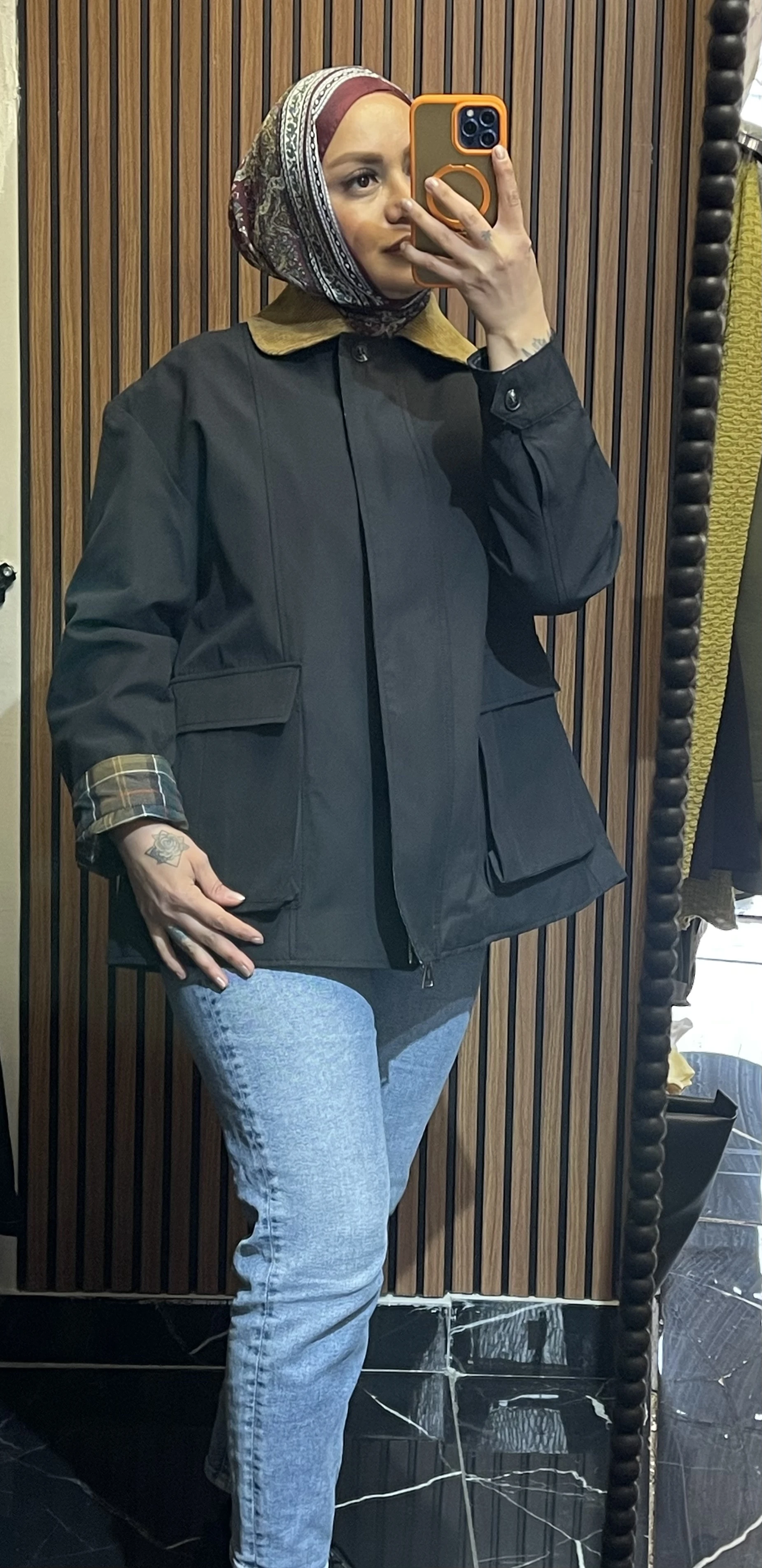 Barbour Kadife Yaka Ekoseli Ceket