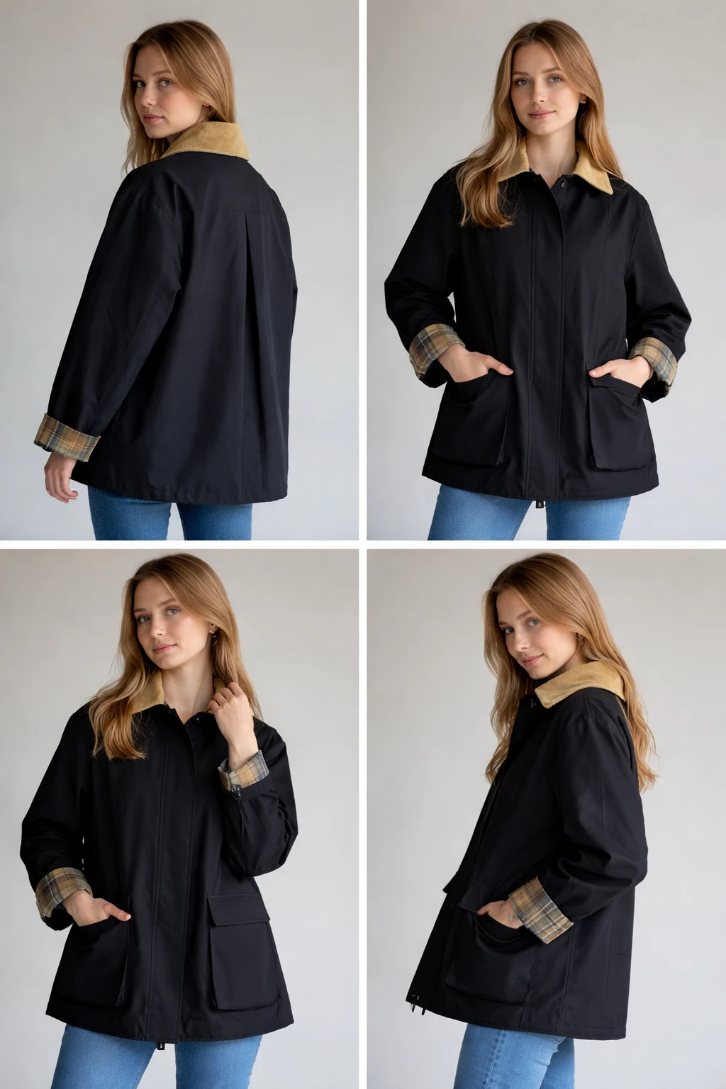 Barbour Kadife Yaka Ekoseli Ceket - Resim 6