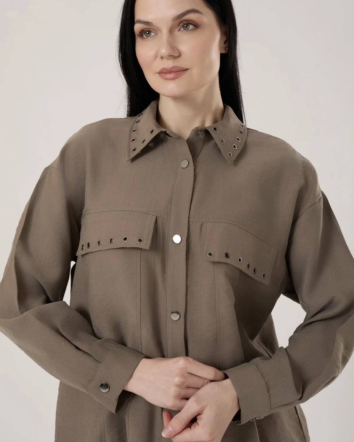 Jupe Haki Metal Pantalonlu Takım - Resim 4