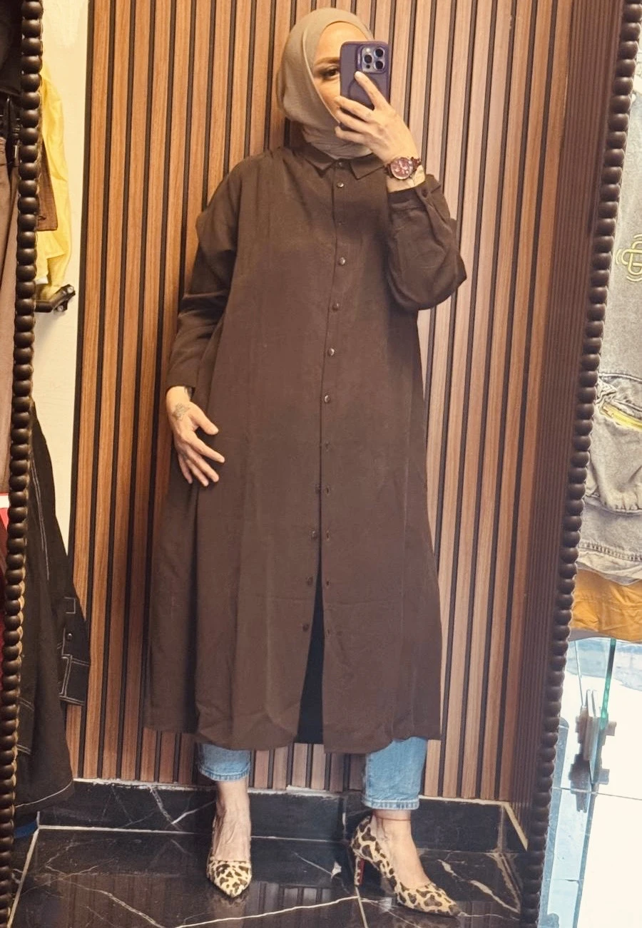 Omuzları Büzgülü Tunik Gömlek - Resim 3