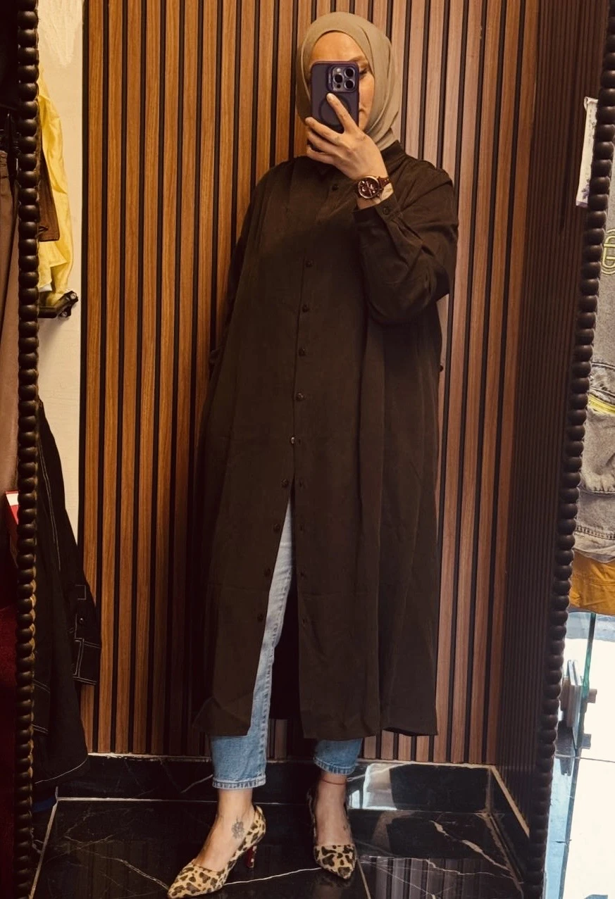 Omuzları Büzgülü Tunik Gömlek - Resim 4