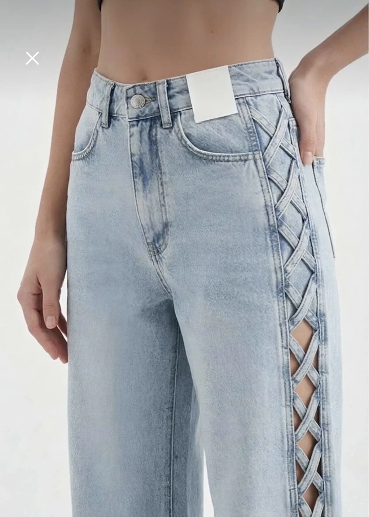 Yanları Boş Örgülü Palazzo Pantolon - Resim 6