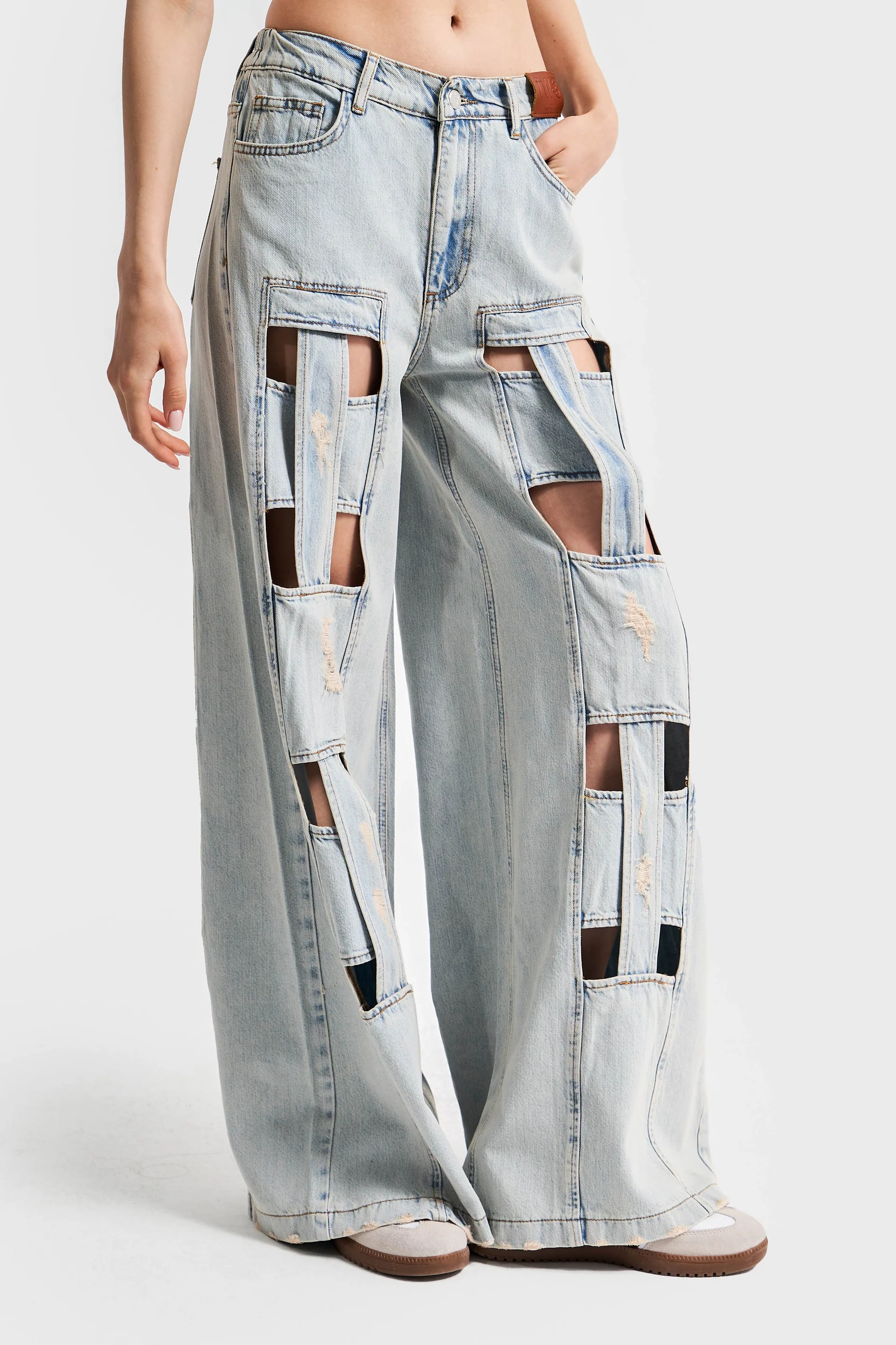 Kare Pencere Palazzo Kot Pantalon - Resim 4