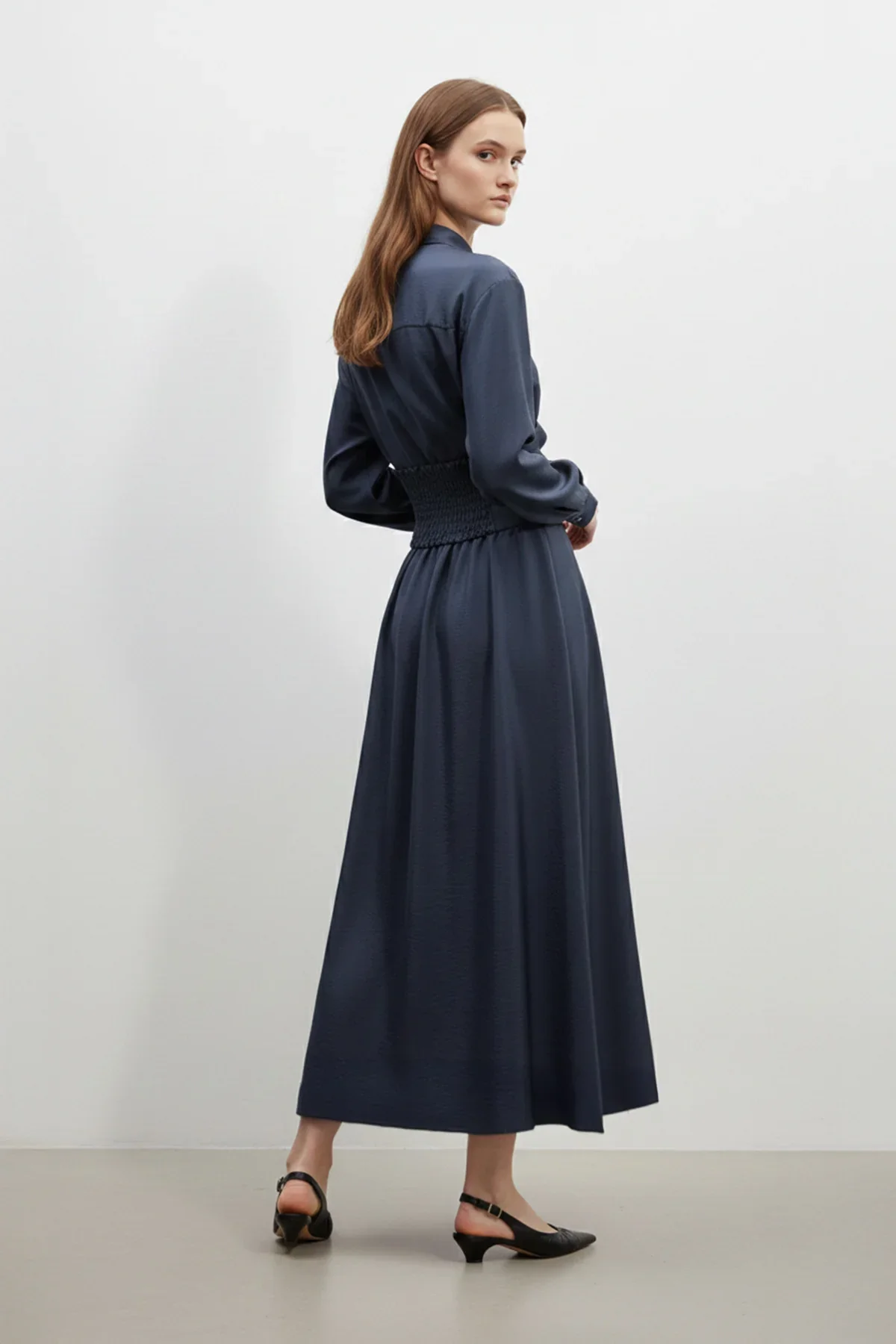 Saul Pointe Shirt Collar Dress - Resim 8