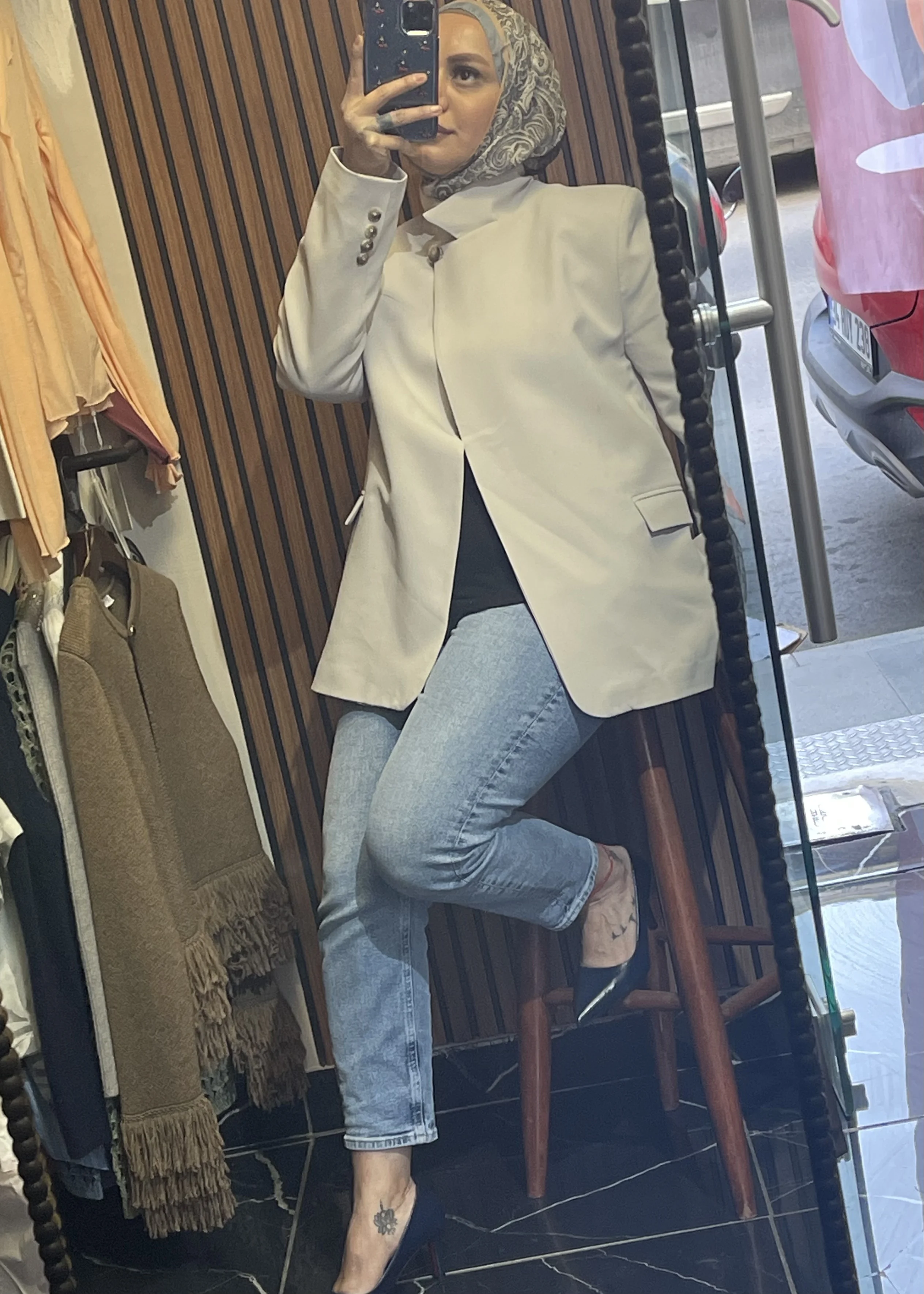 Single Button Stand Collar Jacket