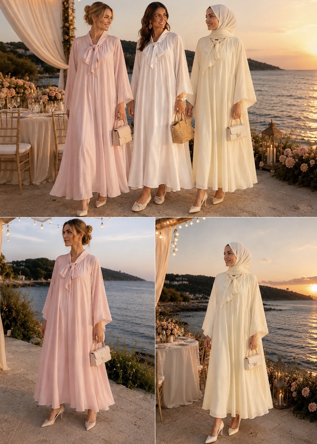 Yaka Şal Bağlamalı Uçuş Uçuş Elbise - Resim 3
